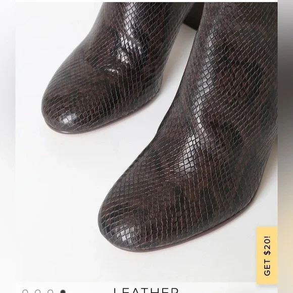 Dolce Vita — Cyan Espresso Snake Print Leather Ankle Booties; Size 7.5 - Picture 5 of 14